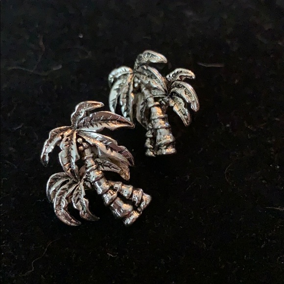 Twin Palm Tree Necklace and Matching Earring Set - Picture 3 of 7